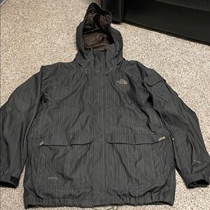 The North Face Men's Charcoal Striped ski/board coat with removable hood